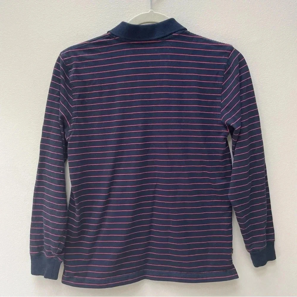 Brooks Brothers Kid’s Striped Long Sleeve Navy & Red Polo 100% Cotton Size M
